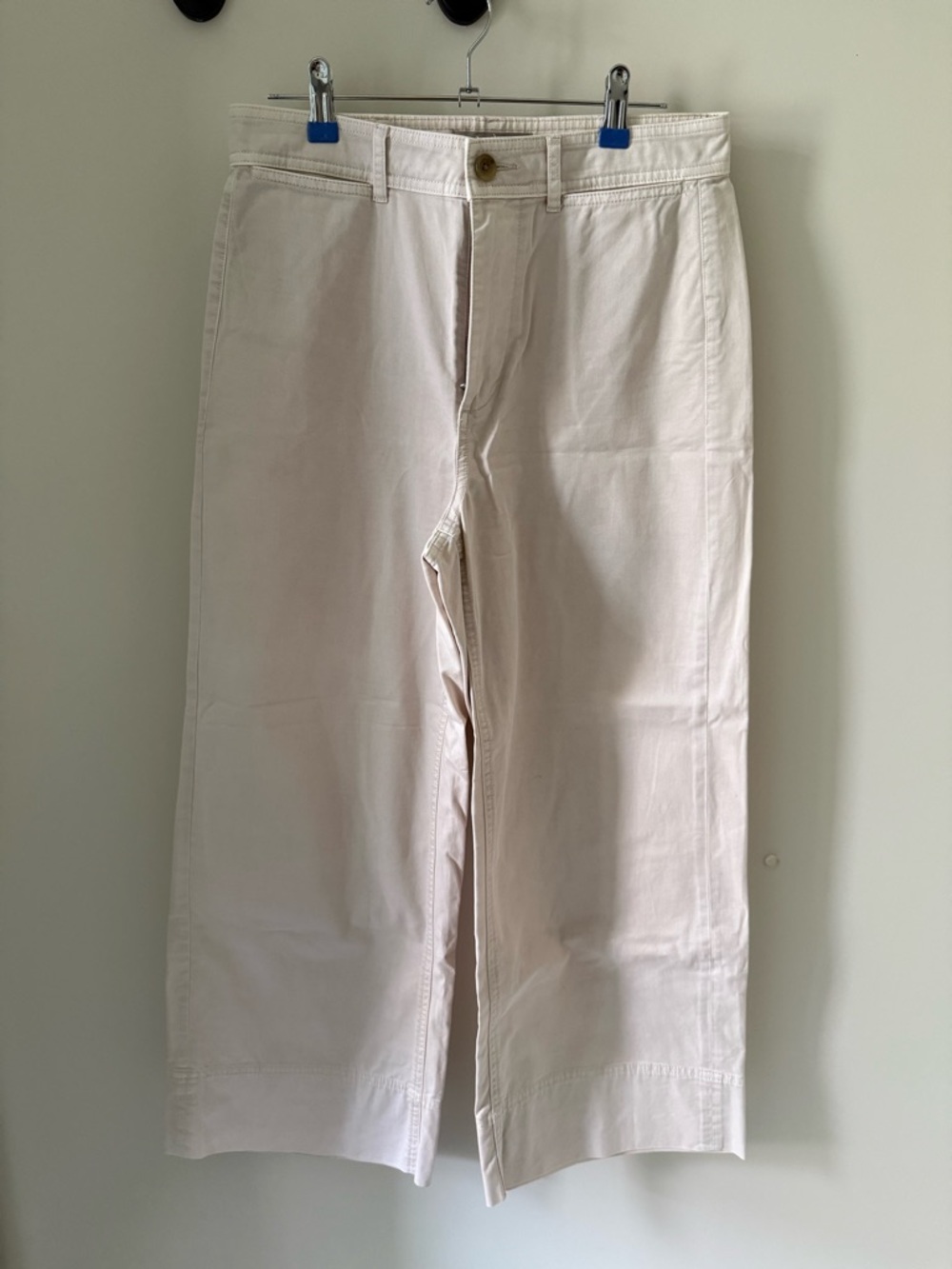 Everlane High Rise Wide Leg Cream Cotton Trousers